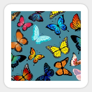 Colorful Butterflies blue background Sticker